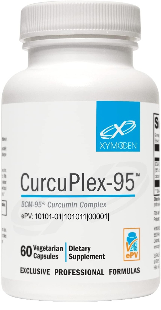 XYMOGEN CurcuPlex-95 - Suppléments curcumines curmériques avec biodisponibilité accrue - Supplément quotidien de soutien au cerveau (60 gélules curmériques véganes)