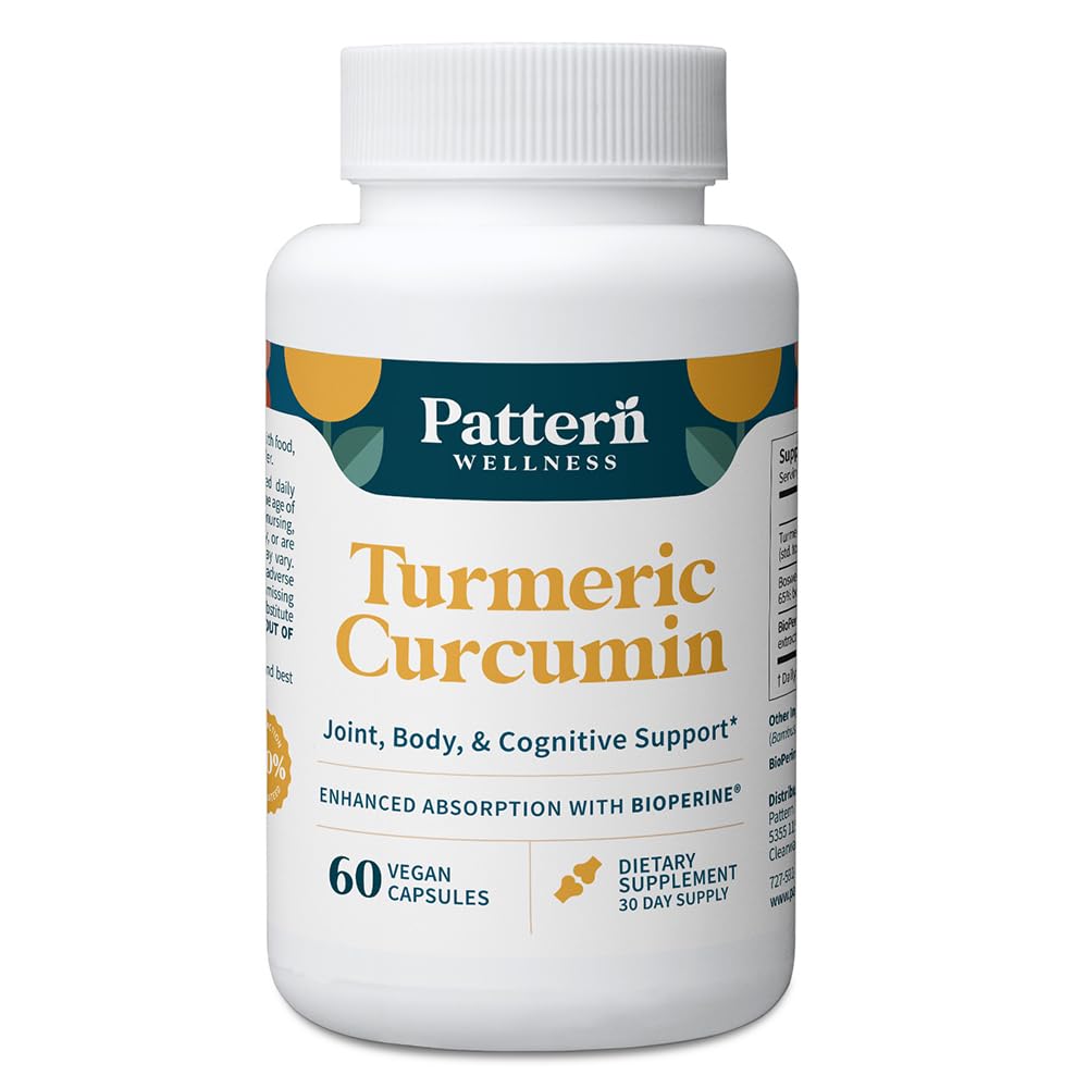 Motif Wellness Curcumine curcuma – 1300mg – 95% Curcuminoïdes avec Pepper noir BioPerine® – Soutien articulaire, cognitif et immunitaire – Non-OGM, sans gluten – 60 capsules