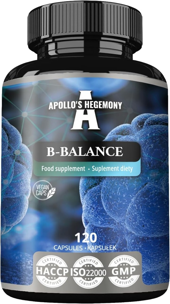 APOLLO'S HEGEMONY B-Balance 120 Vegan Kapseln - Vitamin B-Komplex enthält Vitamine B1, B2, B6, B12, Folate und mehr - 4 Monate Versorgung - Unterstützt Gesamtgesundheit