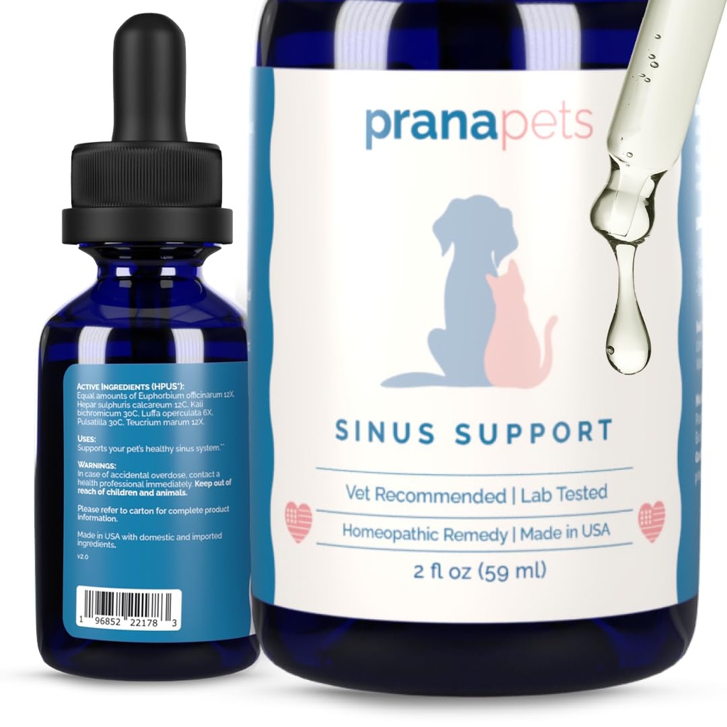 PranaPets Sinus Support Liquid Supplement pour animaux de compagnie