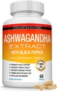 Bio Ashwagandha Root Powder Pillen 1950 Mg mit schwarzem Pfeffer Extrakt - reine natürliche Ashwagandha Ergänzung, Unterstützung Energie, für Männer Frauen, 60 Kapseln