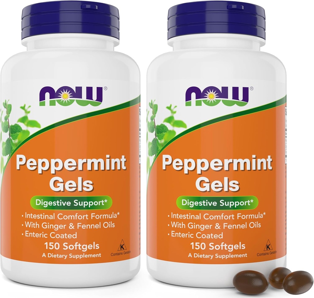 Jetzt Pfefferminzgel mit Ginger Oil und Fennel Oil, 150 Softgels (Pack von 2), Enteric Coated