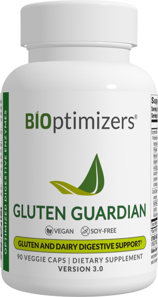 Gluten Guardian 3.0 - Enzym-Ergänzung mit DPP-IV zur Unterstützung von Glutendigestion – Kann helfen, Bloating, Gas und Verdauung zu verhindern, 90 Kapseln