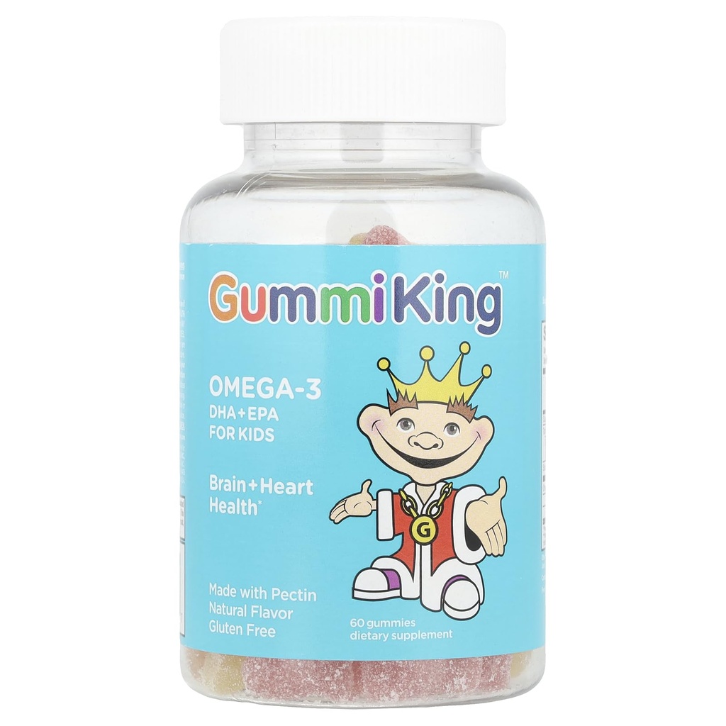 Gummi King DHA Omega-3 Supplement, Zitronen/Orange/Strawberry, 60 Count