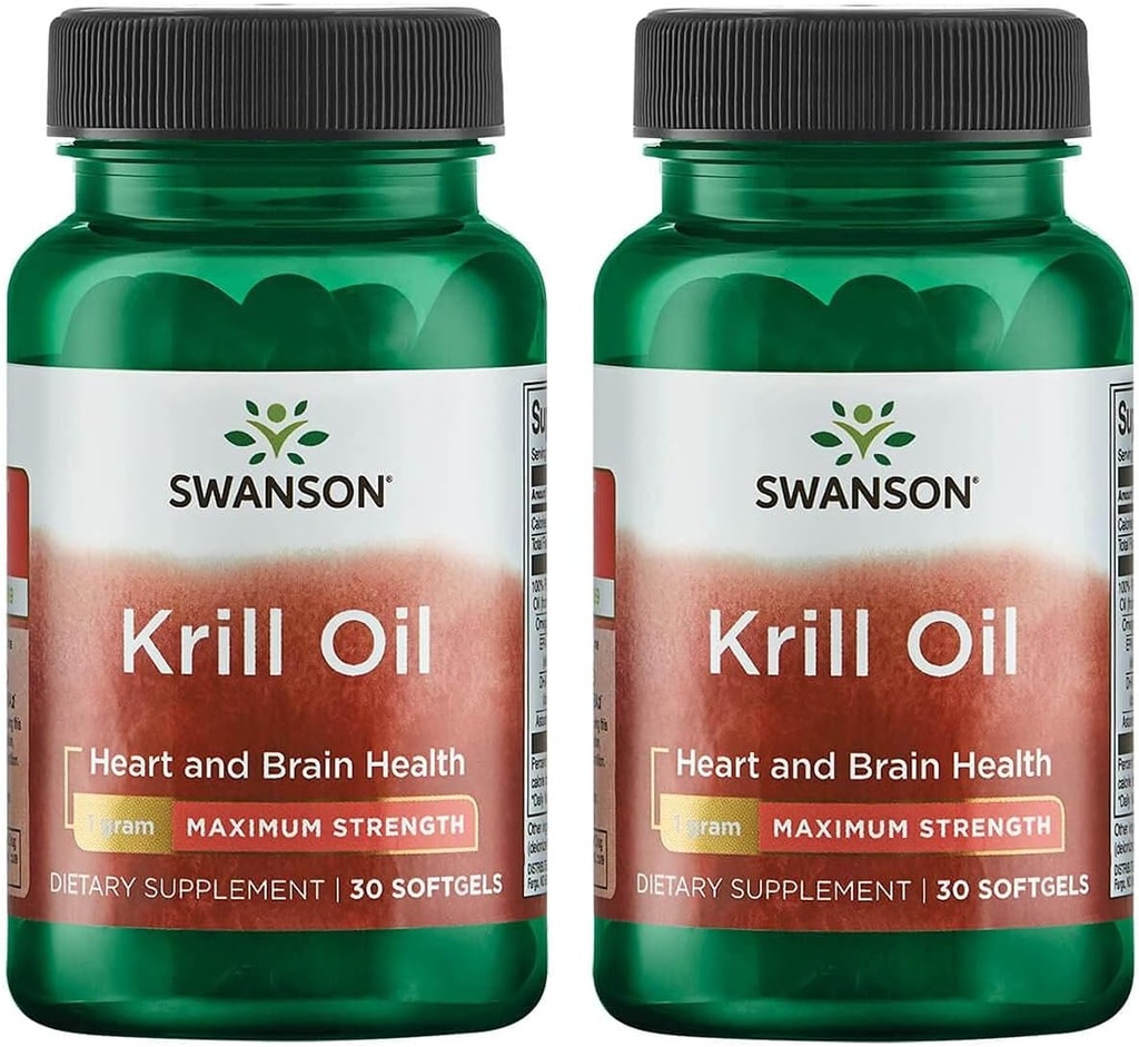Swanson EFAs- Krill Oil - Maximale Stärke - 1 g, 30 Softgels (2 Packung)