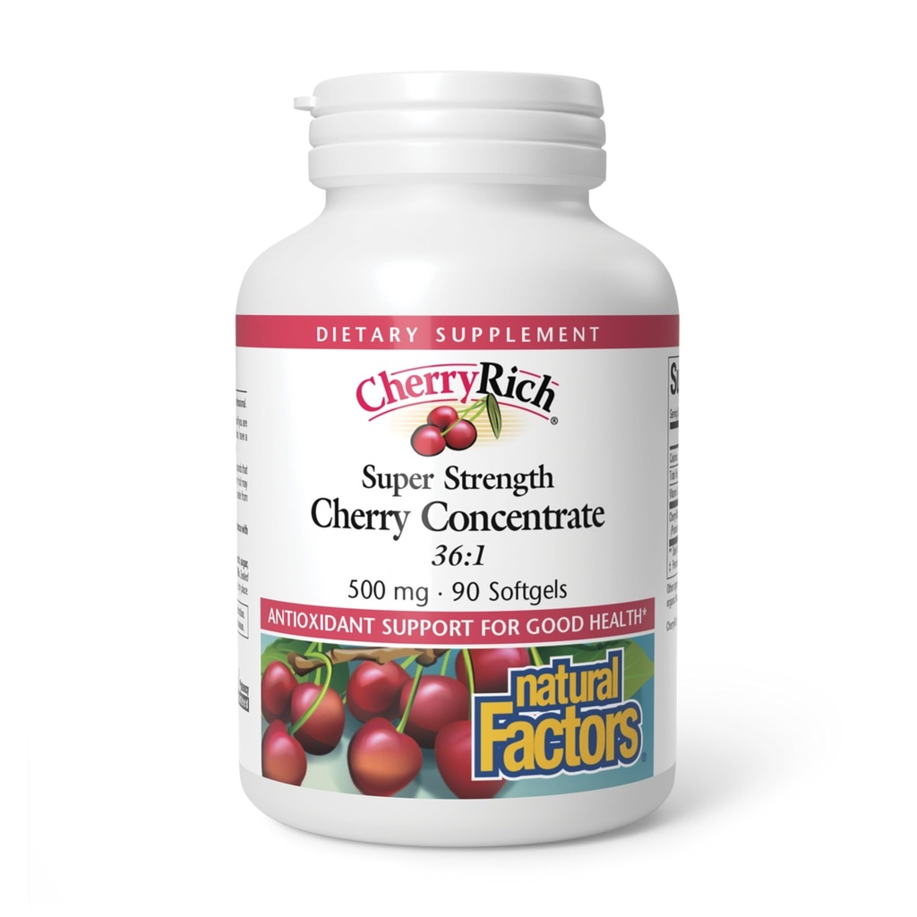 CherryRich von natürlichen Faktoren, Super Strength Cherry Konzentrat, Antioxidans Unterstützung für gesunde Gelenke und Uric Acid Metabolismus, 90 Softgele (90 Portionen)
