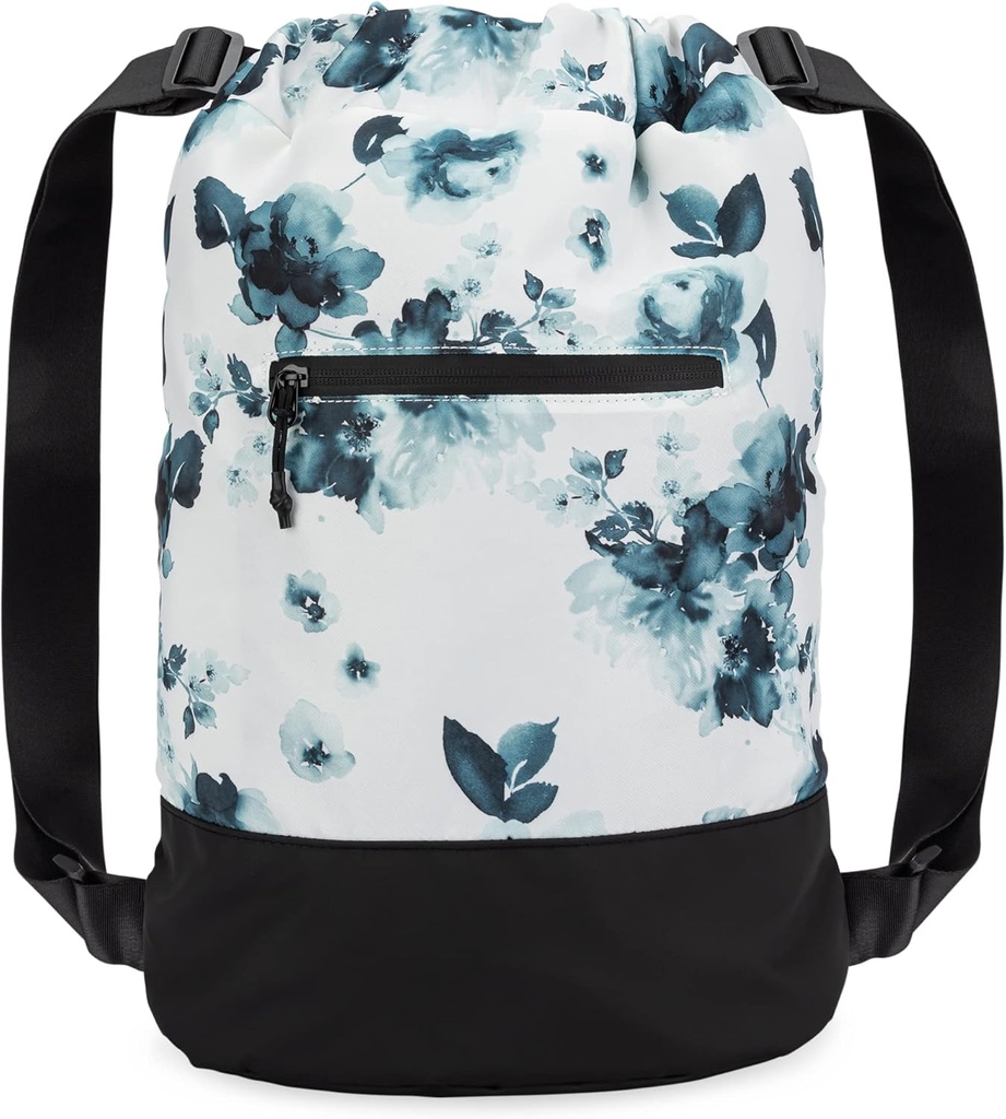Flex Cinch Drawstring Gym Tasche für Frauen mit Graphic Designs | Dauerhaftes Leichtes Gym Cinch Bags | Groß für Gym Tasche, Reisen, und Übernachten | Teal - Blumen