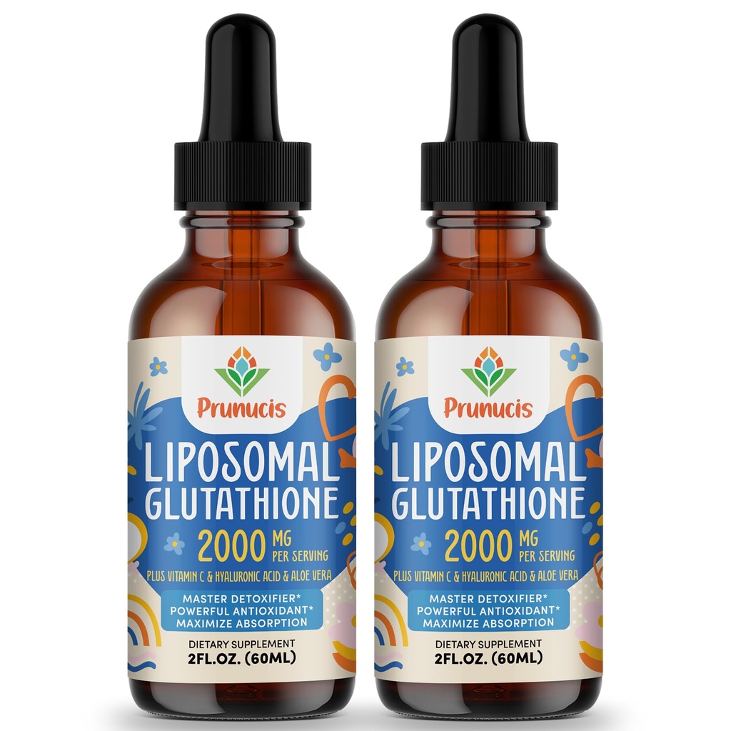 2000MG Liposomal Glutathione Flüssigkeit, 98% Absorption, Aktive Form L-Glutathione Ergänzung, Vegan freundlich, Leistungsstarke Antioxidante Komplex für Immunsystem, Aging Defense, Detox, 4 FL.OZ