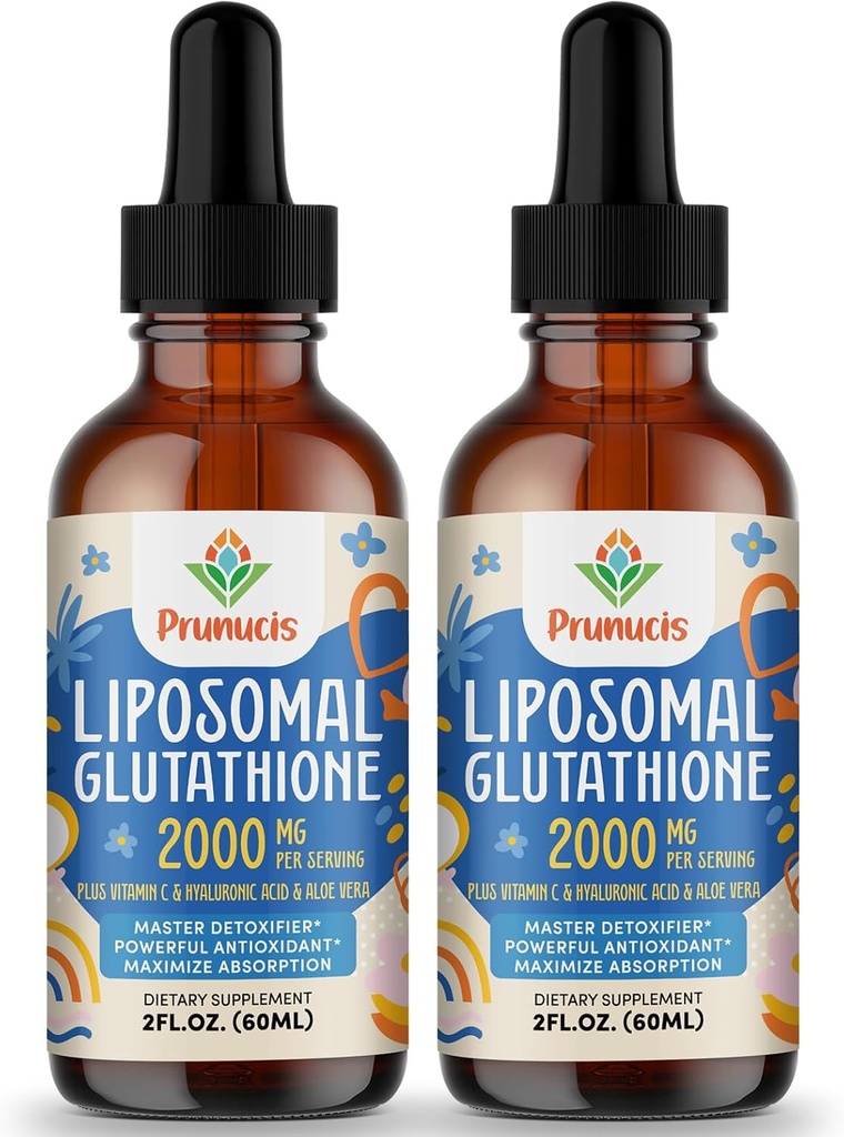 2000MG Liposomal Glutathione Flüssigkeit, 98% Absorption, Aktive Form L-Glutathione Ergänzung, Vegan freundlich, Leistungsstarke Antioxidante Komplex für Immunsystem, Aging Defense, Detox, 4 FL.OZ