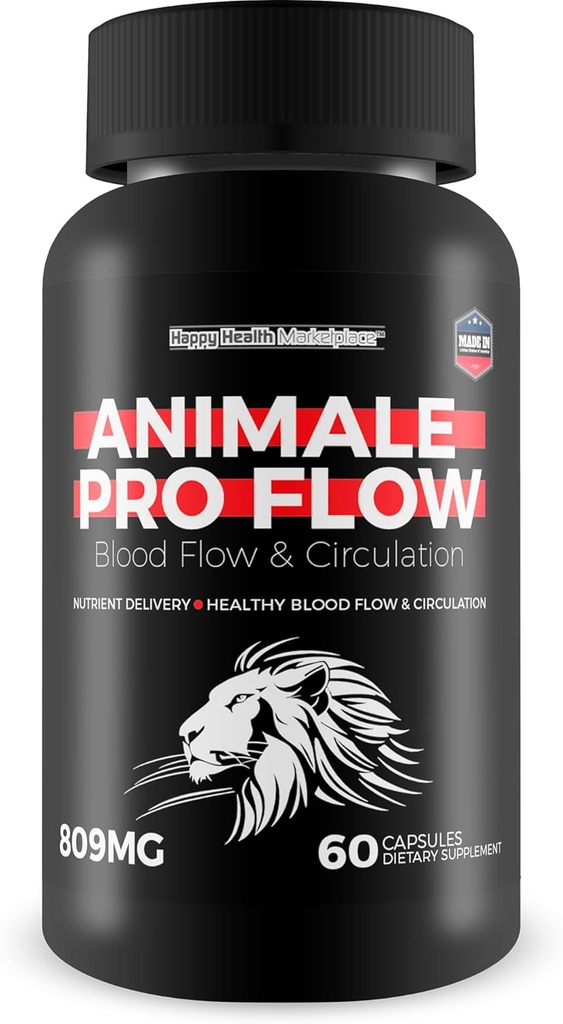 Animale Pro Flow - Unsere beste Blutfluss-Ergänzung - Pro Animale Male Health Supplement for Blood Flow Care - Healthy Blood Flow Blood Circulation Supplements for Men - Pro Animale Pills for Men