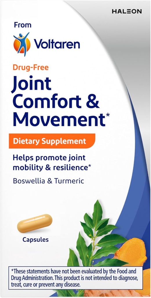 Voltaren Joint Comfort and Movement Nahrungsergänzung von Voltaren, mit Boswellia und Kurkuma für gemeinsame Unterstützung, Bewegung und Flexibilität – 30 Count Bottle