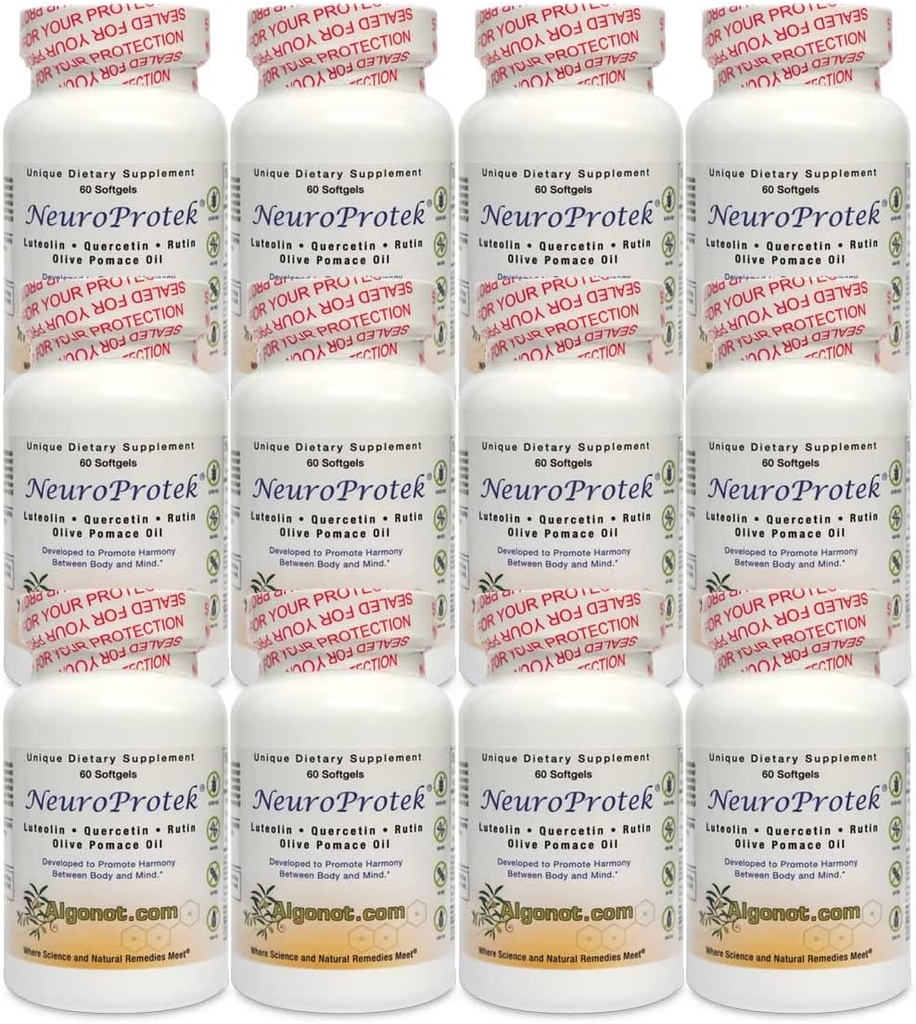 Algonot NeuroProtek 12 Pack: Die einzige liposomale Luteolin-Produkte mit Olivenöl. Kombination von Luteolin, Quercetin & Rutin in Olivenöl (reduzierter Preis Bundle)