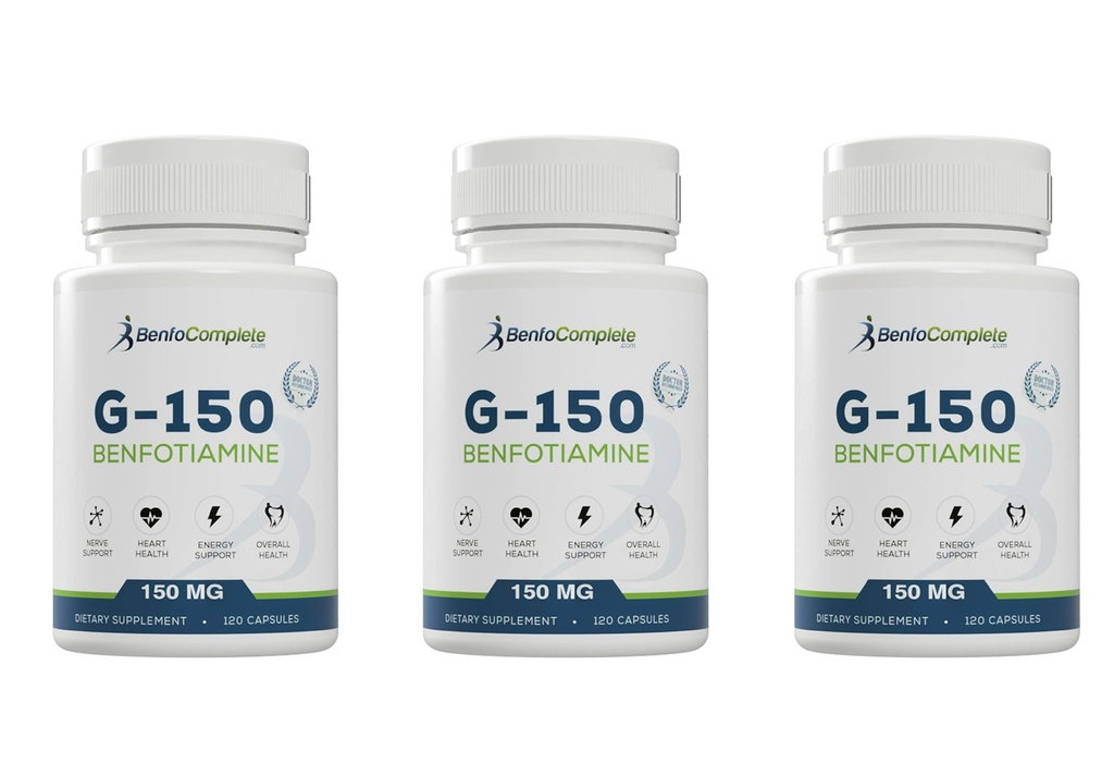 Benfotiamin 150Mg 120 Gelatin Kapseln pro Flasche - Packung mit 3 Flaschen