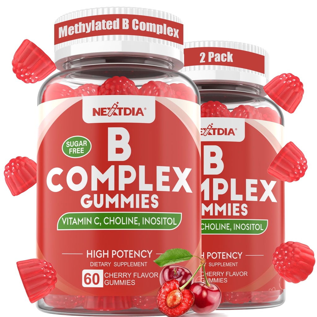 Vitamin B Complex Gummie, Vegan Vitamin B Gummie mit 2000 mcg Methyl B12, Methyl Folate | Plus Choline + Inositol, Vitamin C + Zink für Unterstützt Energie, Stimmung, Immun, Gesundes Haar, Haut - 120 Cts