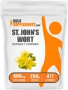 BulkSupplements.com St. John's Wort Extract - St. Johns Wort Supplement, Kräuterergänzung für Stimmung - Vegan & Gluten Free, 600mg pro Servierung, 250g (8.8 oz) (Pack von 1)