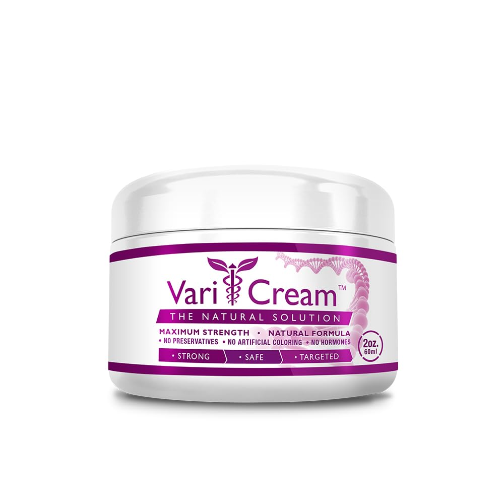 VariCream - Varicose & Spider Veins Cream - Tocopherol Acetate, Metzgerei, Hexe Hazel - 1 Jar - 2 Oz. - Vegan