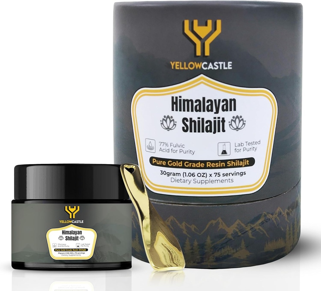 Himalayan Shilajit Resin | High Potency Pure Shilajit für Männer & Frauen - 85+ Trace Minerals, 75%+ Fulvic Acid Energy Boost, Immununterstützung, 75 Servierende organische Harz mit Lab Testbericht, 400mg