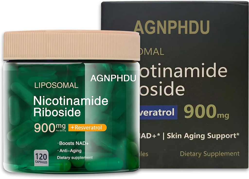 AGNPHDU- Liposomal Nicotinamid Riboside 120 Kapseln,Resveratrol, Quercetin - NAD Ergänzung für Anti-Aging, Energie, Fokus 900mg Nahrungsergänzung