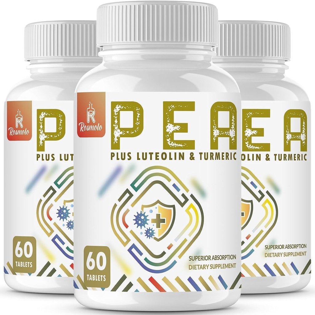 Palmitoylethanolamid mit Luteolin & Turmeric – Micronized Pea Supplement – USA Made – 180 Tablets