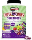FACTEUR DE FORCE Enfants Superfood Chews, Vitamines pour enfants C & D, Supplément de soutien immunitaire avec le soutien antioxydant des fruits et légumes en poudre, 2 mois d'approvisionnement, Saveur de raisin très baie, 60 Chews doux