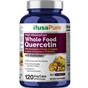 NusaPure Quercetin mit Bromelain 500mg |120 Veggie Caps | 43 Fruit Veggie Grain Herbs Enzyme Probiotic Blend | Non-GMO, Vegan, Bioperine