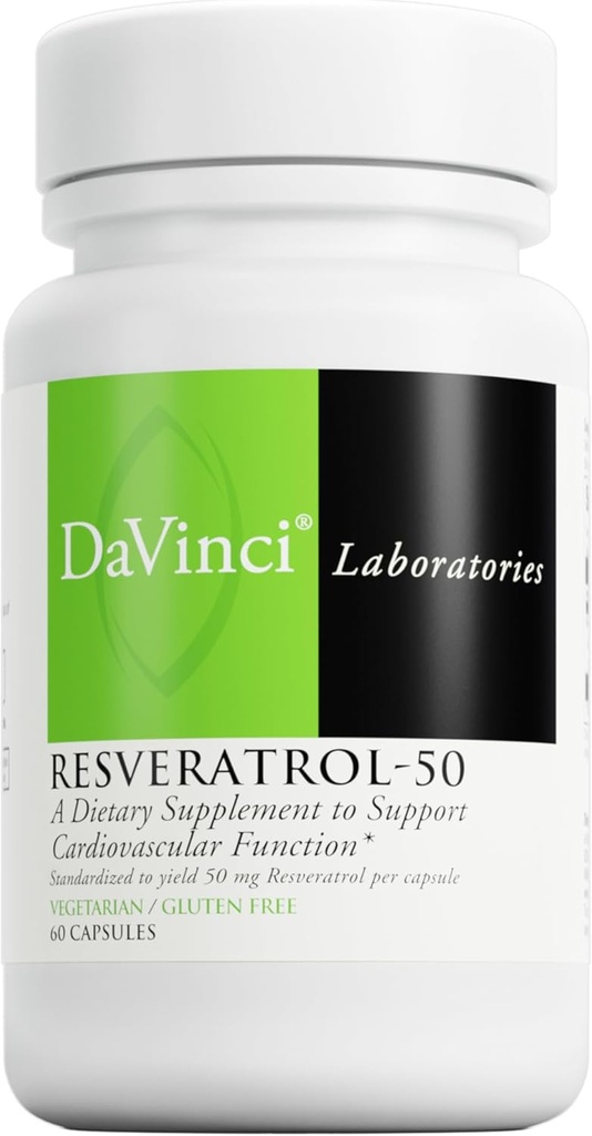 DAVINCI Labs Resveratrol-50 - Hilft Immunsystem, Knochengesundheit und Herzgesundheit mit Resveratrol* - Glutenfrei & Vegetarisch - 60 Kapseln