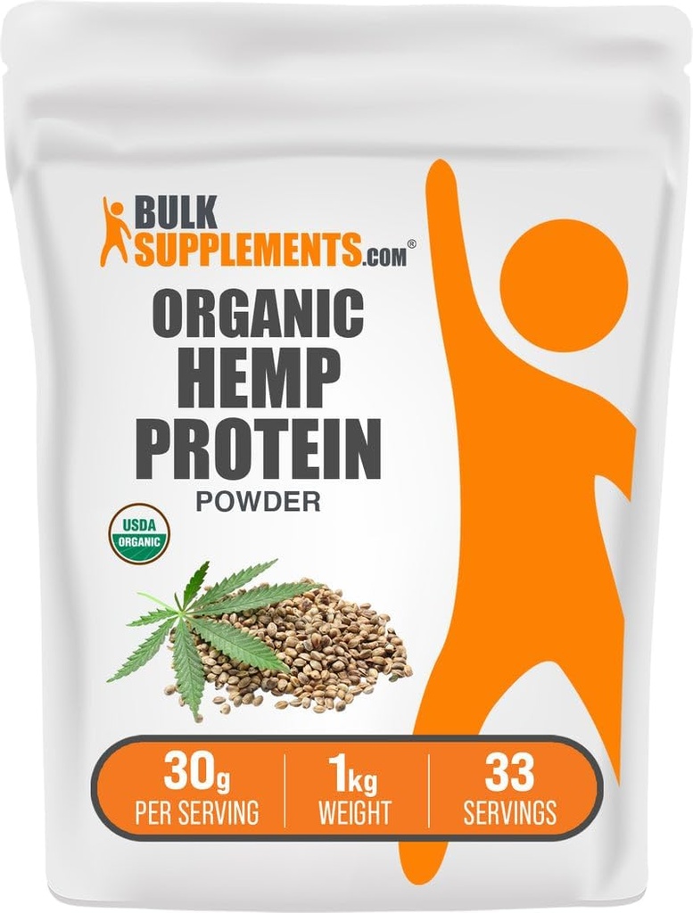 BulkSupplements.com Bio Hanfprotein Pulver - Bio Hanfprotein, High Fiber Powder - Vegan & Glutenfrei, 30g pro Servierung, 1kg (2.2 lbs) (Pack von 1)