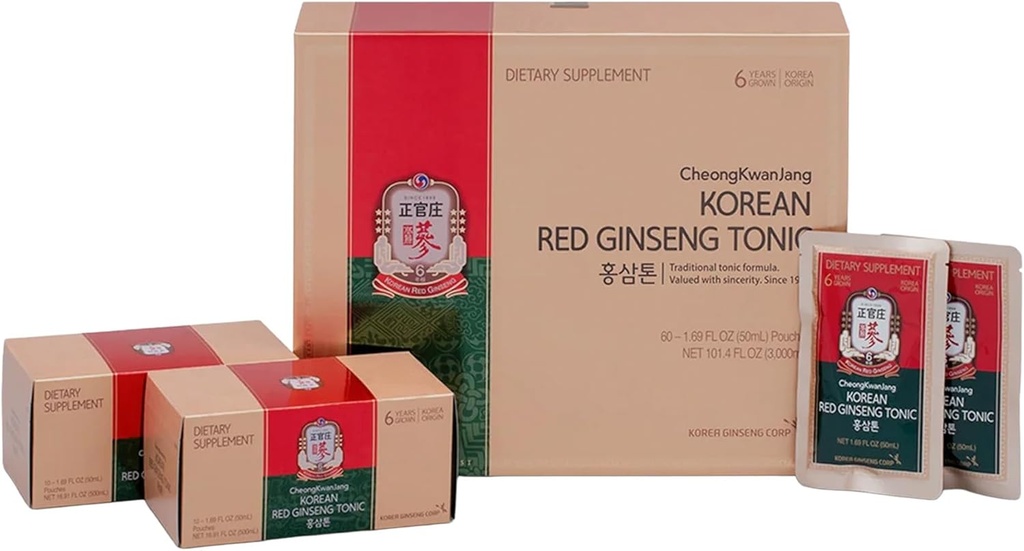 Korean Red Ginseng Tonic Pouch (Tonic Mild) 6 Jahre Korean Red Ginseng, 10 Kräuter und Pflanzen für Immun Suuport