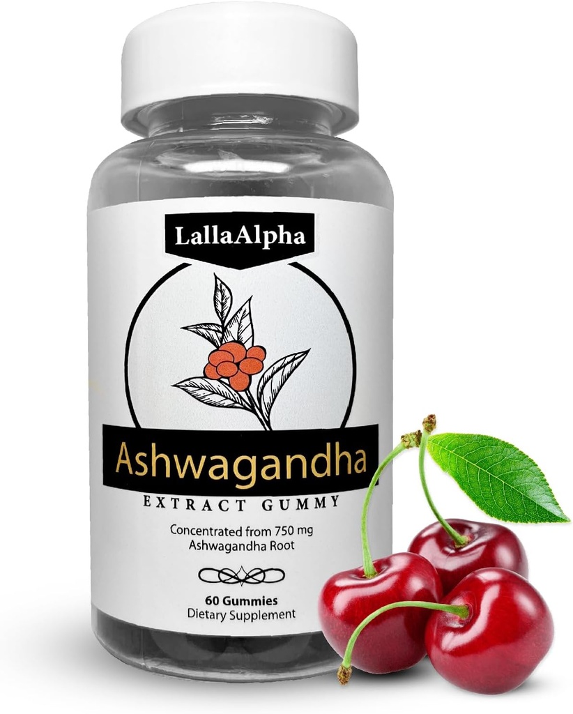 Ashwagandha Gummies - Natürliche Stress-Reliever - 750mg Gummies - 60 Counts- Bewahren Sie gesunde Energie & Stress Levels, Grün