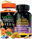 Sea Moss Capsules + Black Seed Oil Gummis Bundle, 60 Schwarz Seed Gummis + 120 Sea Moss Pillen, Natürliche Verteidigung Unterstützung mit Vitaminen und Multi Minerals Supplement Bundle