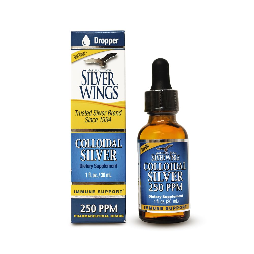 Natural Path Silver Wings Kolloidale Silberflüssigkeit - Enhanced Immun Support Supplement - 250ppm (1250mcg) - 1oz Dropper
