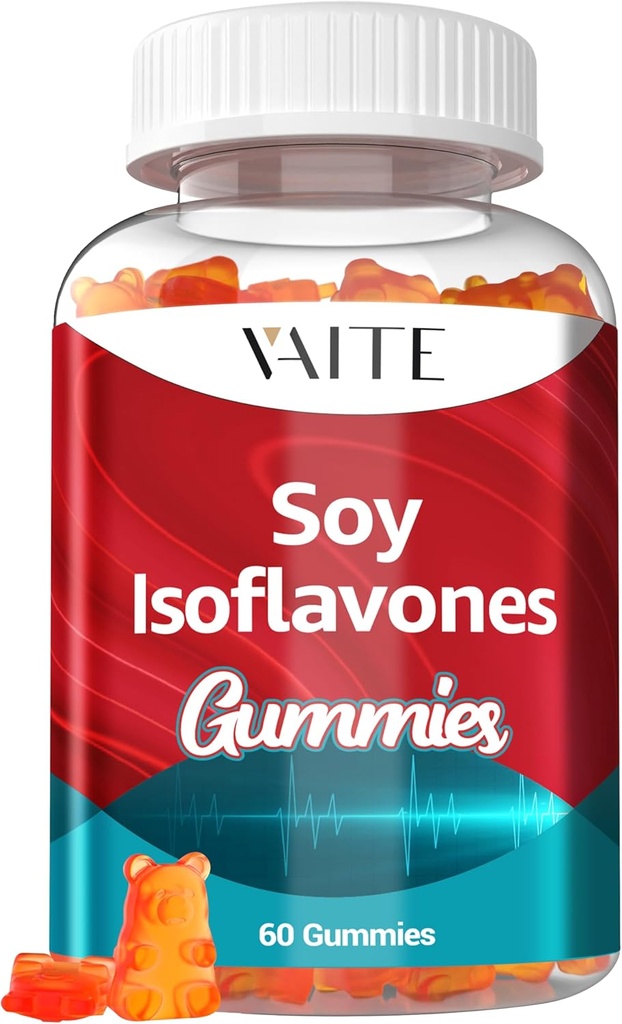 Soy Isoflavones Ergänzung für Frauen – Non-GMO Phytoestrogens für Menopause Relief, Hot Flashes, Hormonal Balance, Genistein, Soy mit Isoflavonen, Bone Health Support – 60 Vegan Kaugummis