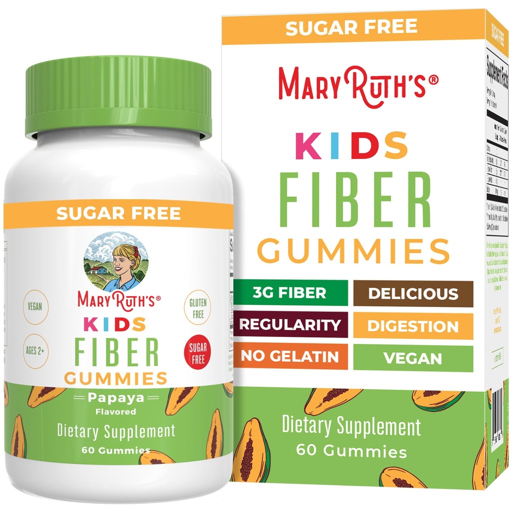 MaryRuth Organics Fiber Gummis für Kinder | 2 Monate Versorgung | Zucker Kostenlose | Soluble Fiber Supplement | Gut Health & Digestion Support | 3g Fiber pro Gummy | Vegan | 60 Count
