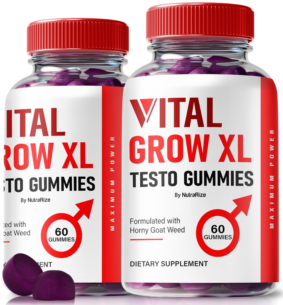 (2 Pack) Vital Grow XL, Official Vital Grow XL Testo Gummi für Männer, Boost Stamina und Confidence Gummy für Herren, Vital GrowXL Male Support Gomitas (120 Gummi)
