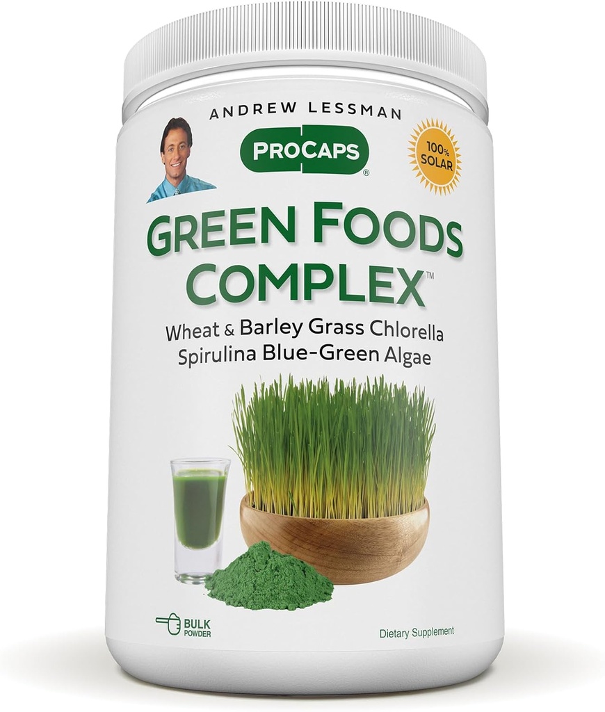 ANDREW LESSMAN Green Foods Complex 600 Servietten - Lieferungen Bausteine für gesundes Gewebewachstum, Leberunterstützung. 100 mg Jede von Gerste Gras, Weizen Gras, Blaugrün Algen, Chlorella, Spirulina
