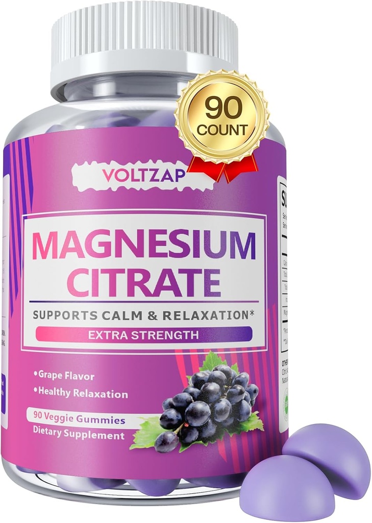 Magnesium Gummies for Calm : Dietary Supplement for Health - Magnesium Citrate High Absorption Supplement 90 Count (Pack of 1)