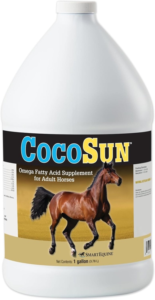 CocoSunTM Öl Omega Pferde-Ergänzung | Omega 3, 6, 9 Beilagen Ideal für gesunde Haut und glänzende Mäntel | Pferde Beilagen für Gewichtszunahme | 1 Gallon