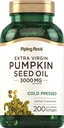 Piping Rock Pumpkin Seed Oil Softgel Kapseln | 200 Count | Cold Pressed Herbal Supplement | Extra Virgin mit Omega 6 und 9 | Non-GMO, glutenfrei