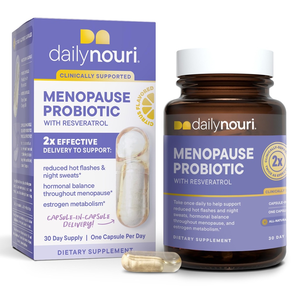 Probiotiques de la ménopause quotidienne Nouri pour les femmes : équilibre hormonal, éclairs chauds, sueurs nocturnes et santé des gourdes