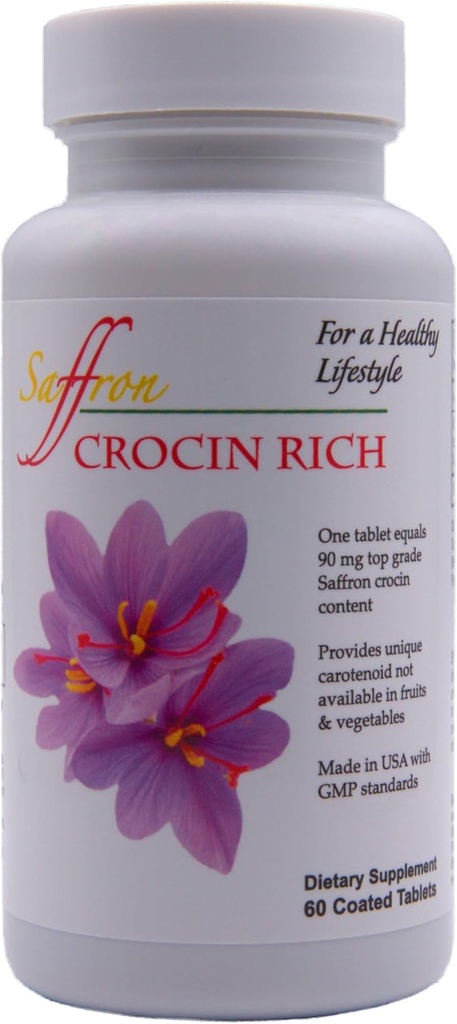 CROCIN RICH – 7.5mg Crocin (Key Saffron Active) + Lutein & Zeaxanthin Eye Supplement | Vision, Macular & Retinal Support | Blue Light & Eye Pressure Protection | Clinical Studyd Crocin – 60 Tablets