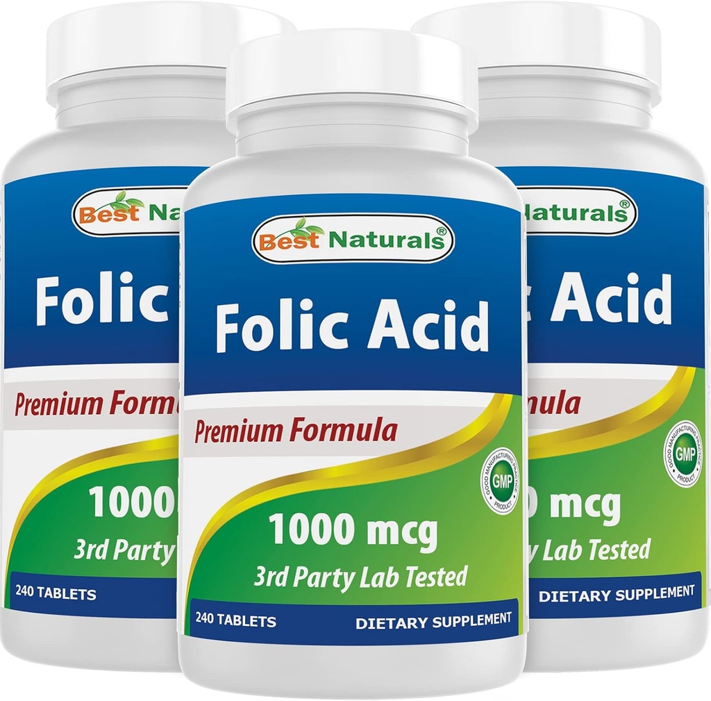 Best Naturals Folic Acid 1000 mcg (Vitamin B9), 240 Tabletten (1000 mcg (Pack von 3))