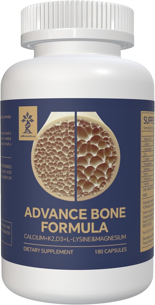 Stärkere Knochen Vitamine und Ergänzung Erweiterte Formel mit essentiellen Nährstoffen, einschließlich Vitamin D3, Calcium, Magnesium, Zink, Kupfer, Mangan, Selen, Boron, Vitamin K2 MK7 und L-Lysin