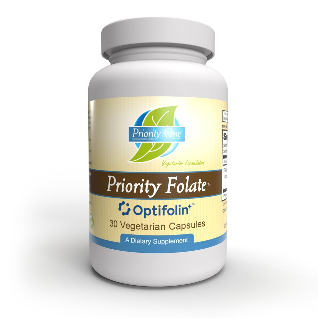 Priority One Vitamins - Priority Folate 30 Kapseln - Superior Folate Supplementation mit Optifolin+TM 5MTHF Folate*