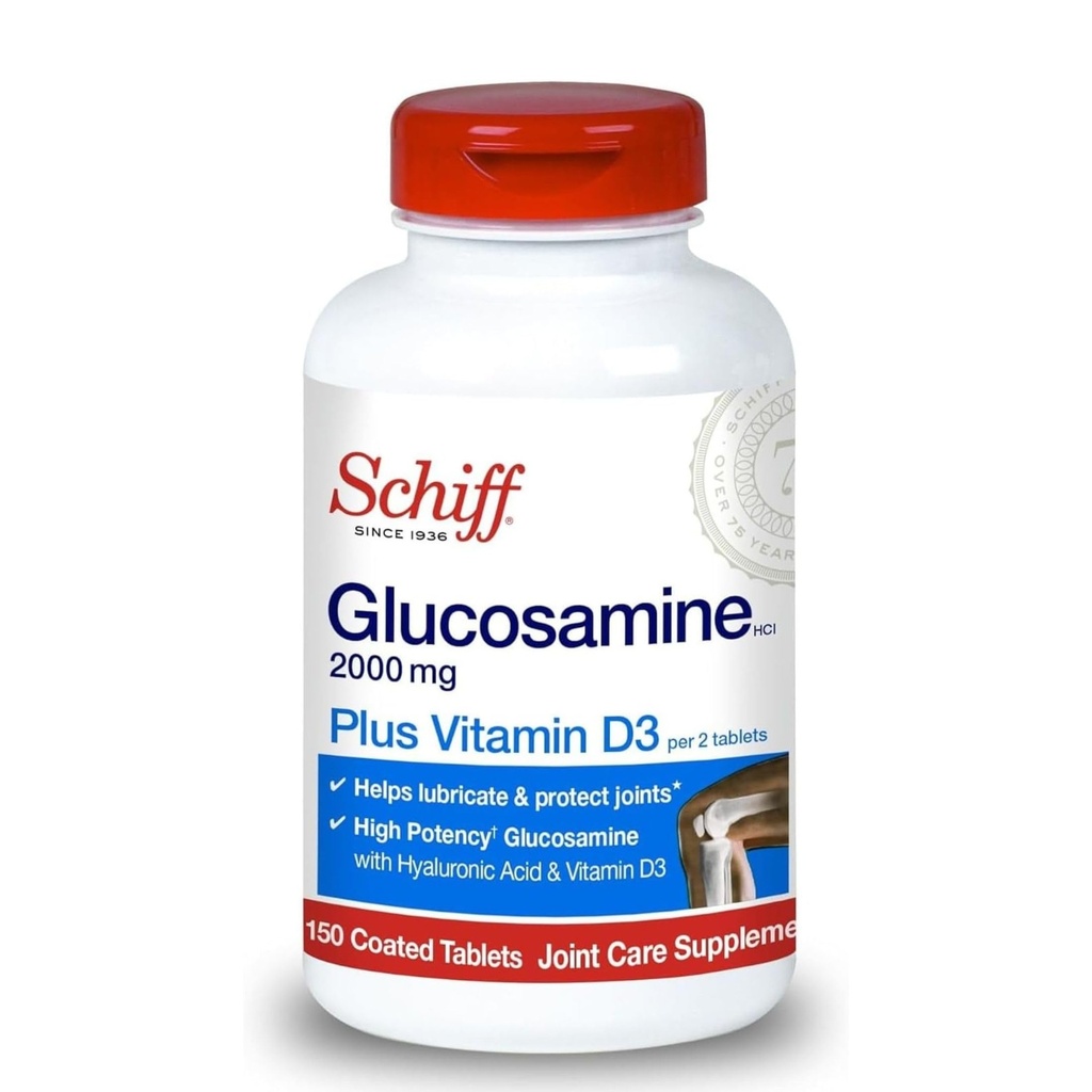 Schiff Glucosamin 2000mg mit Vitamin D3 und Hyaluronsäure, 150 Tabletten - Joint Supplement