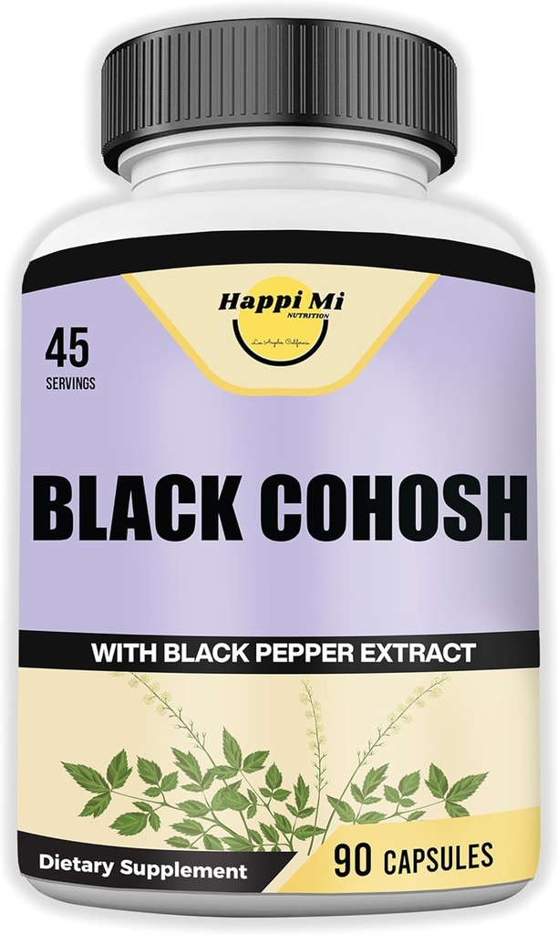 Black Cohosh Made with Organic Black Cohosh Root 1300MG per Servieren, Balance Hormone, natürliche Menopause & Menstruationsunterstützung, Frauengesundheitsunterstützung, 90 Vegan Kapseln, 45 Servietten