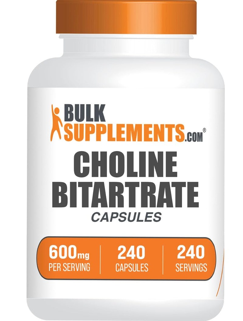 BulkSupplements.com Choline Bitartrate Kapseln - Choline Ergänzungen, wie Choline L-Bitartrate - Choline 600mg, 2 Kapseln pro Servieren, 240 Kapseln (Pack von 1)