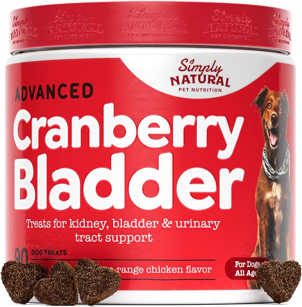 Dog UTI Treatment - Cranberry Supplement for Dogs, Natural Antibiotics for Dogs to Relieve Dog Urinary Tract Infection, Supports Bladder, Kidney & Immune System - 90 Cranberry Chews