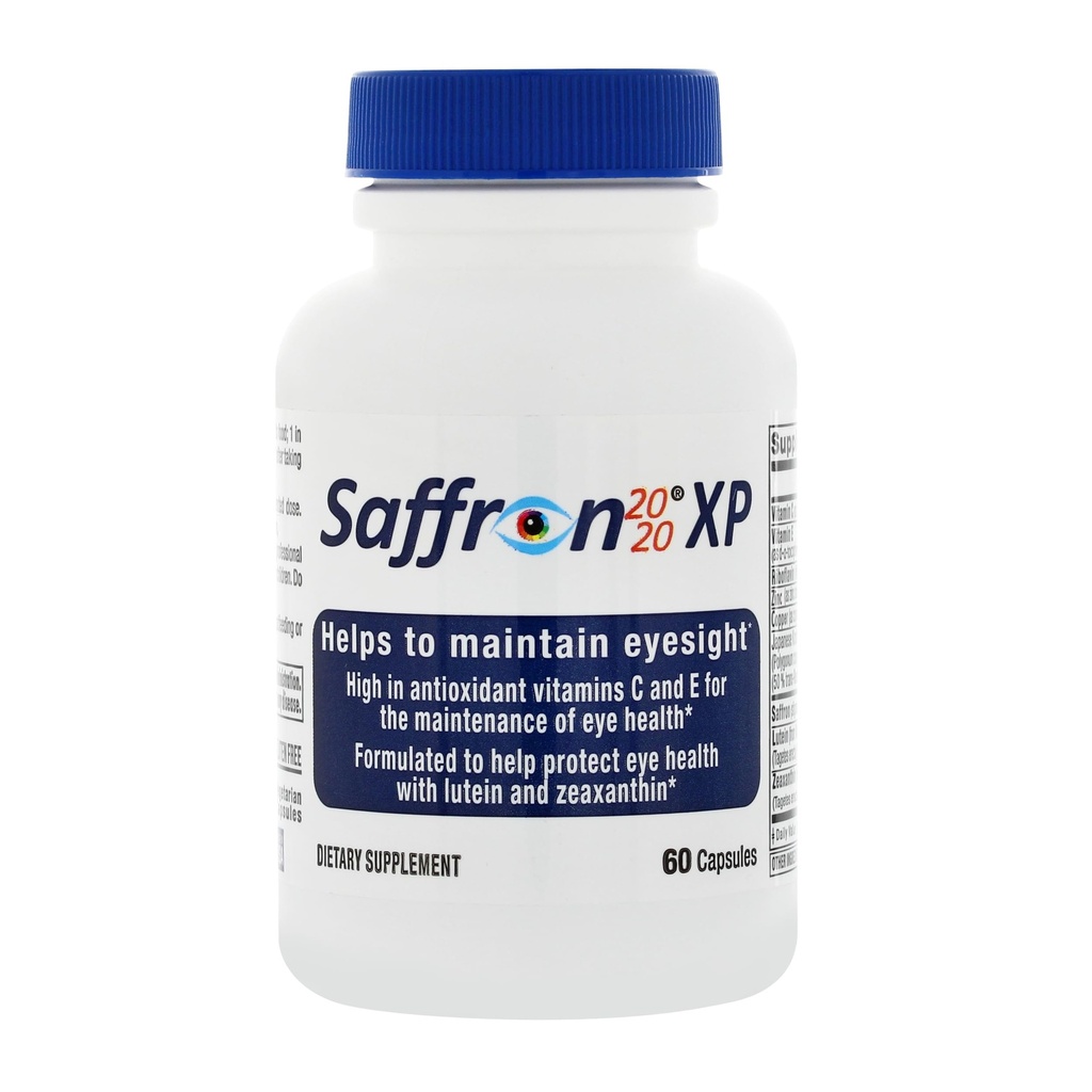 Supplément Saffron 2020-XP avec Safran, Resvératrol, Vitamines et Minéraux, Zeaxanthin et Lutéine -60 Capsules végétariennes
