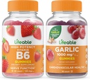 Vitamine vivante B6 + Ail 1000mg, Gummies Bundle - Grande dégustation, supplément de vitamine, sans gluten, sans OGM, à mâcher