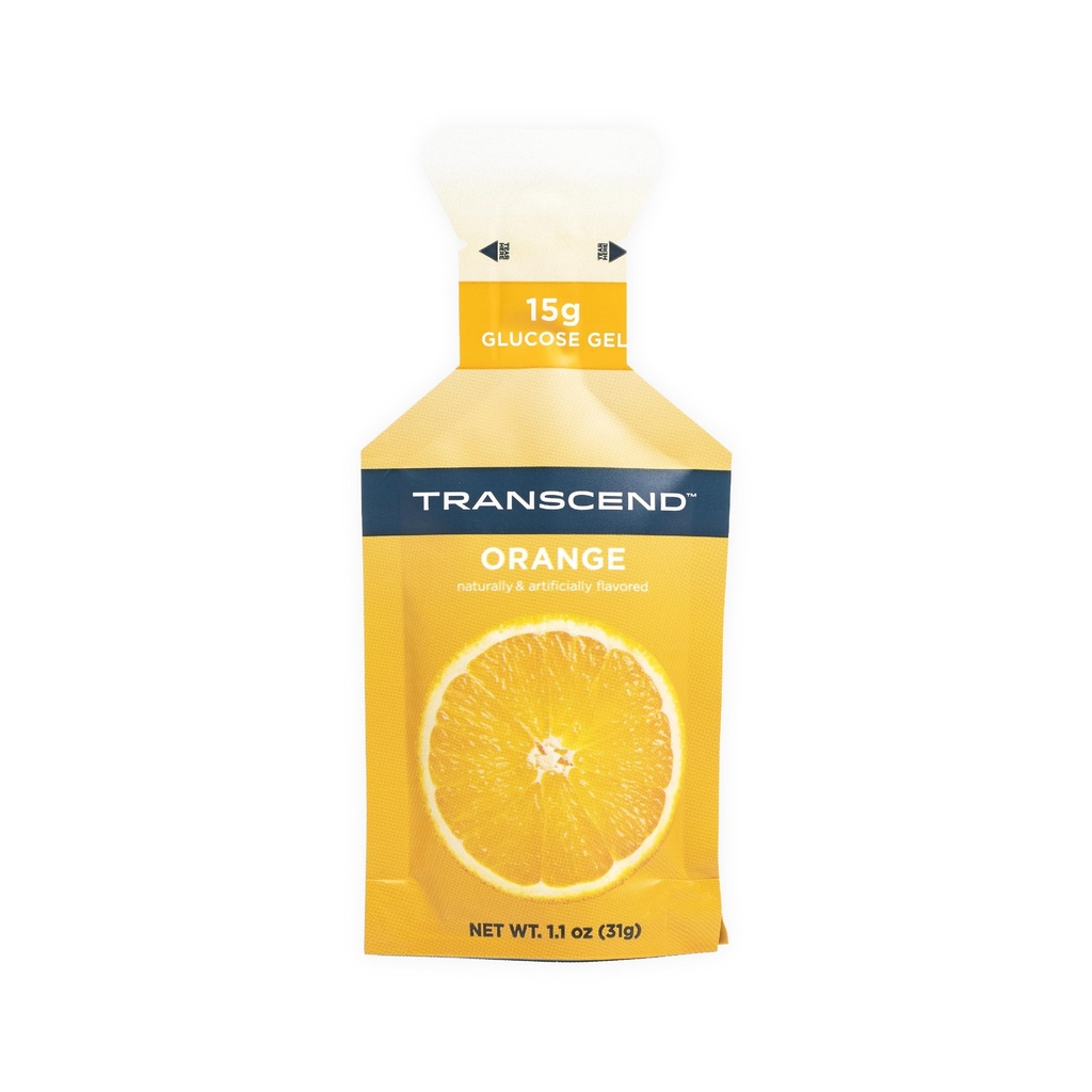 Transcend Foods Orange Gel (1.1 Unze, Packung mit 24) Fast-Acting Carb Gel Orange Flavor – Koffeinfrei, Glutenfrei